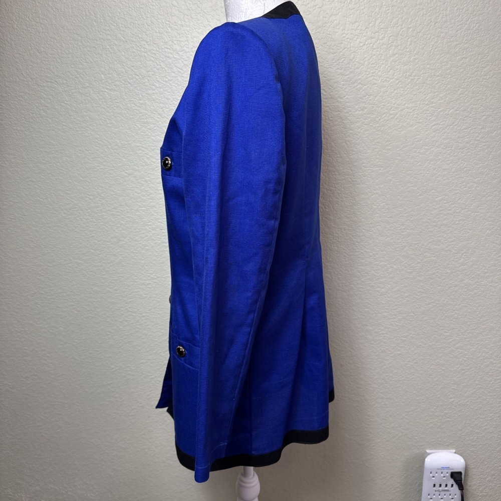 VTG‎ 80s De La Cuesta Royal Blue Power Skirt Suit Set Jacket S Skirt M View 5
